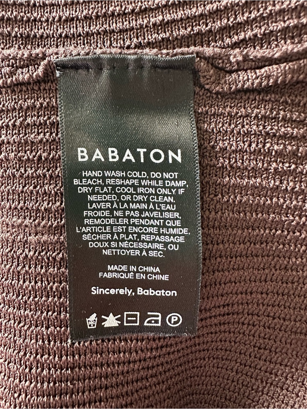 Babaton Aritzia XS Sculpt Knit Sweetheart Long Sleeve Top Brown Ribbed - Picture 9 of 10